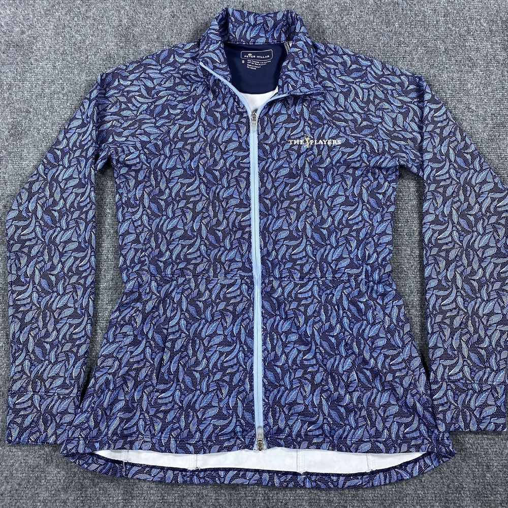 Peter Millar The Players‎ Jacket Womens Small Blue Leaf Print Crown Sport UPF 50